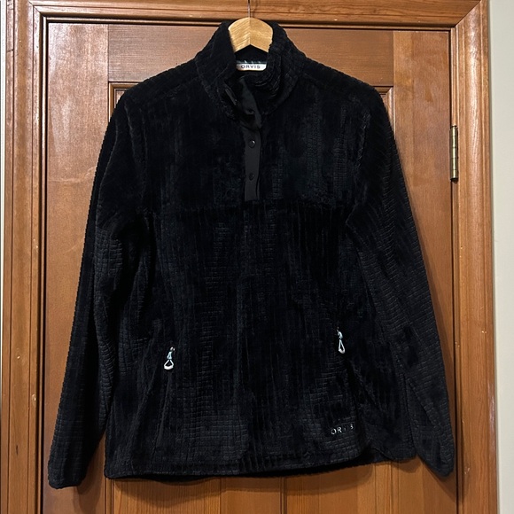 Orvis Womens Mesa Fleece Quarter Snap large in black - Picture 2 of 6